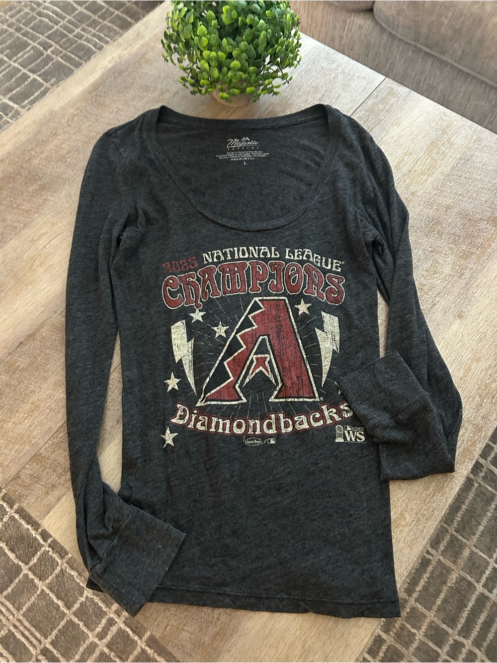 Majestic Arizona Diamondbacks Women's Long Sleeve Tee - Charcoal, Red, White